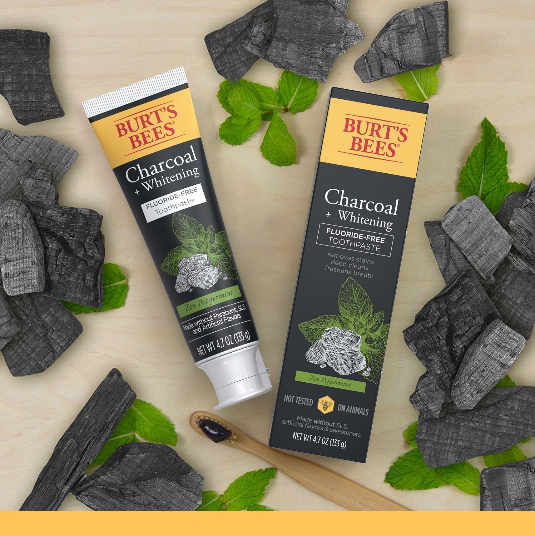 Charcoal + Whitening Zen Peppermint Toothpaste Fluoride-Free Hq